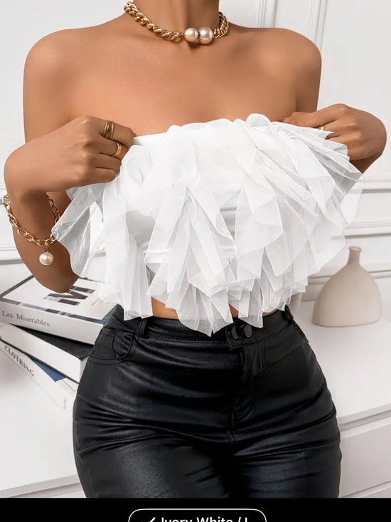 Tops - Ivory Ruffle Tube Top - Strapless Women's Top